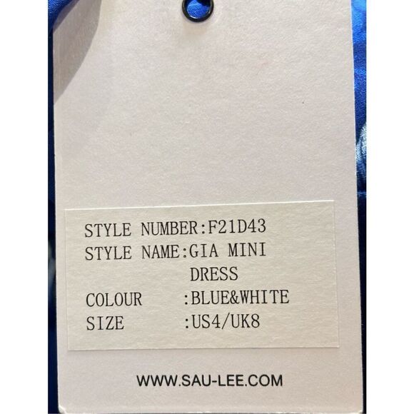 SAU LEE GIA PORECELAIN PRINT MINI DRESS in Blue & White NWT Size 4 - Picture 7 of 9